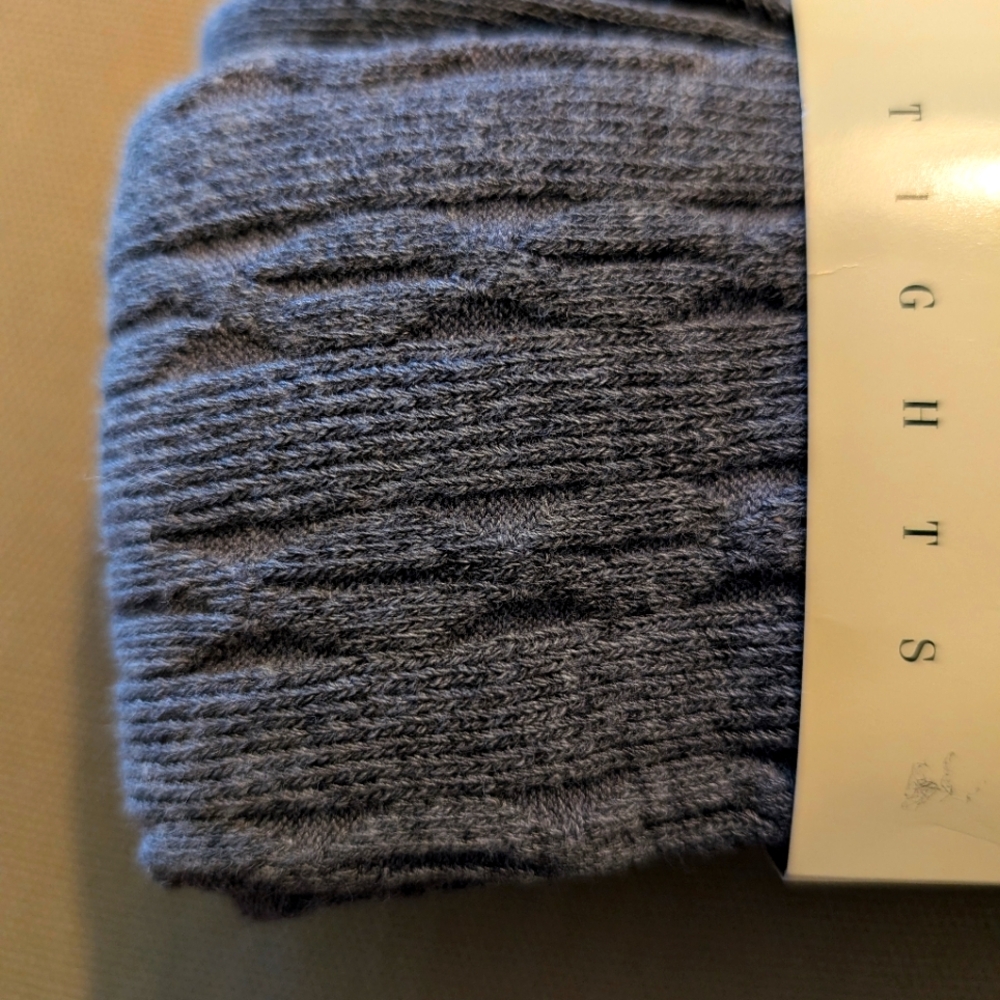 LAUREN RALPH LAUREN Gray Cotton Cable Knit Tights Women's Size A/B Vintage NWT - Picture 2 of 6
